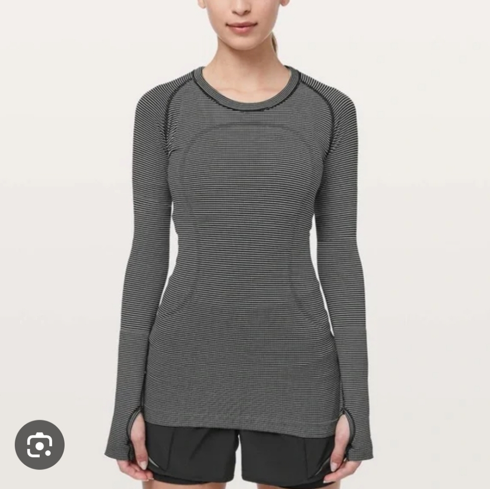 lululemon Swiftly Tech Black And White Stripe Longsleeve
